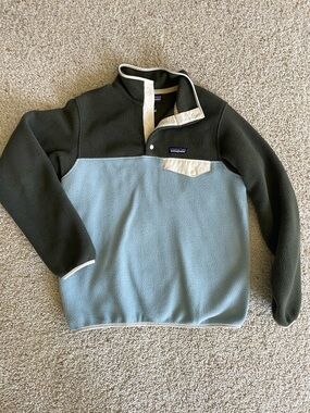 Patagonia Synchilla Fleece Pullover - Green & Light Blue